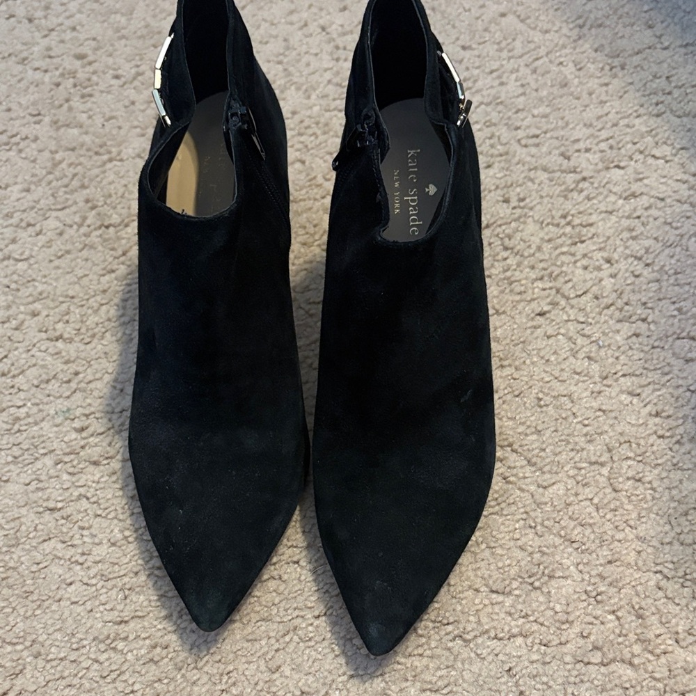 Kate Spade Black Heeled Boots with Gold Accent - Picture 2 of 5